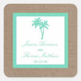 Adesivo Quadrado Coleção de Casamentos de Palmeiras Tropicais