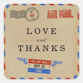 Adesivo Quadrado Coleção de Casamentos do Vintage Airmail