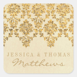 Adesivo Quadrado Coleção de Casamentos tema damasco Dourados do Vin