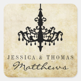 Adesivo Quadrado Coleção de Casamentos Vintage Chandelier