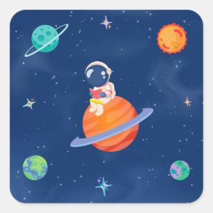 Adesivo Quadrado Coleção de Festas de Espaço!