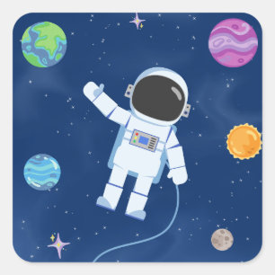 Adesivo Quadrado Coleção de Festas de Espaço!