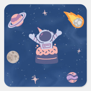 Adesivo Quadrado Coleção de Festas de Espaço!