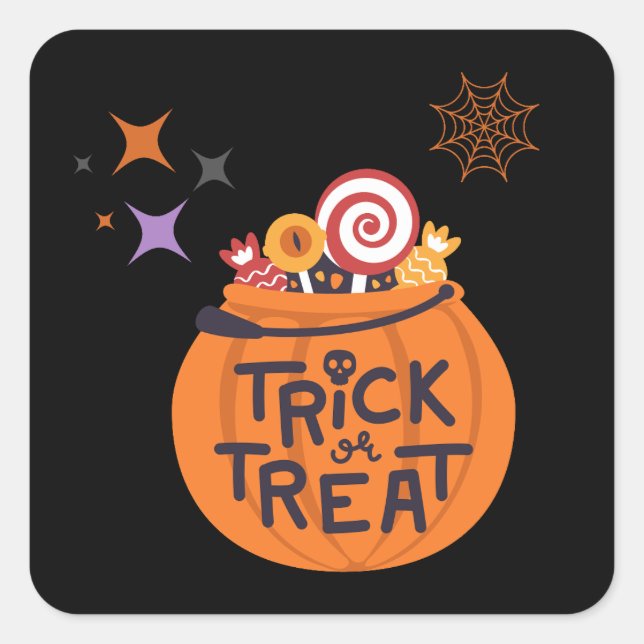 Adesivo Quadrado Coleção de Festas de Halloween! (Frente)