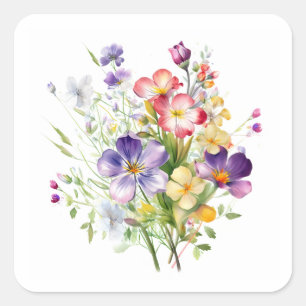 Adesivo Quadrado coleção de flores