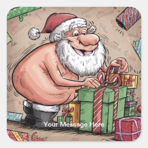 Adesivo Quadrado Coleção de Natal Engraçado Papais noeis Sujos