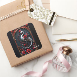 Adesivo Quadrado Coleção de Noiva Cisne Branco Elegante