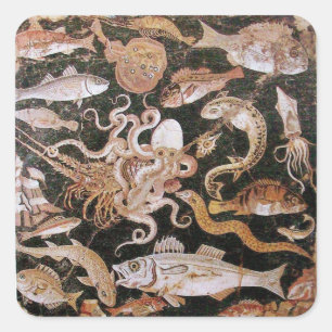 ADESIVO QUADRADO COLEÇÃO DE POMPEII/OCEANO - CENA DA VIDA MARINHA