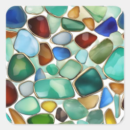 Adesivo Quadrado Coleção de Seaglass para joias.
