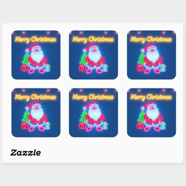 Adesivo Quadrado Coleção Neon Modern de Férias de Natal (Folha)