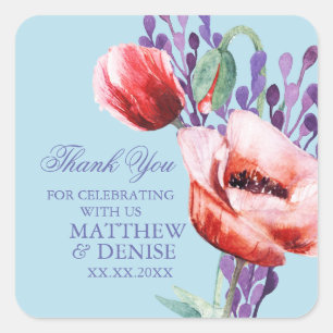 Adesivo Quadrado Coleção Poppy com Fundo Azul de Açúcar Giro