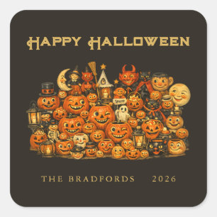 Adesivo Quadrado Coleção Vintage Retro de Memoráveis de Halloween