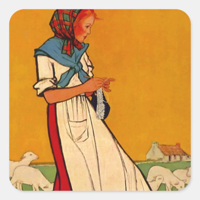 Adesivo Quadrado Coleta de Colher de Carneiros de Carneiros Ocupado (Frente)