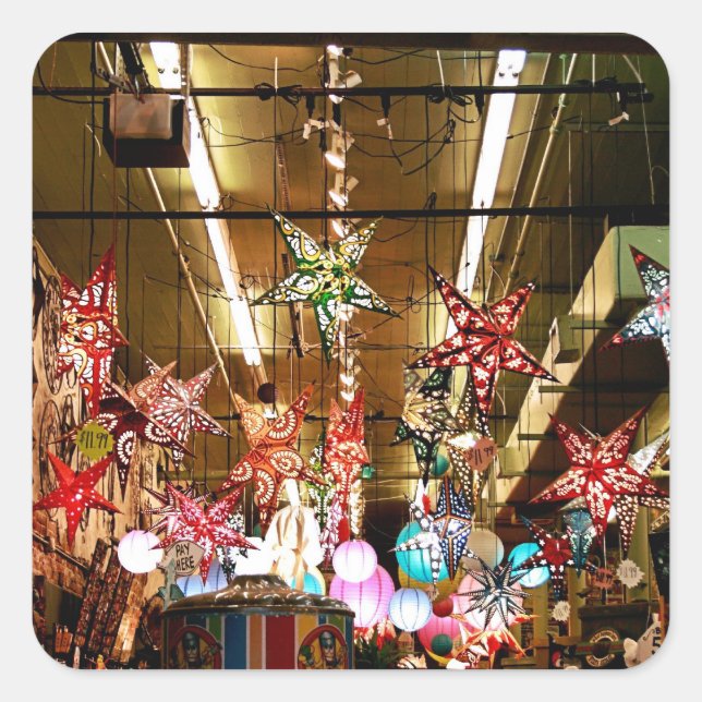 Adesivo Quadrado Coletor de Canetas de Estrelas de Papel (Frente)