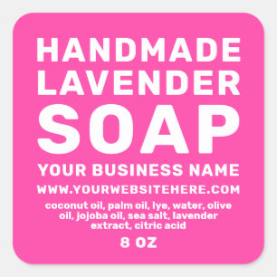 Adesivo Quadrado Coletor de sabão de Lavanda moderno feito à mão, c
