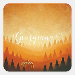 Adesivo Quadrado Colheita Automática de Pumpkin Personalizada