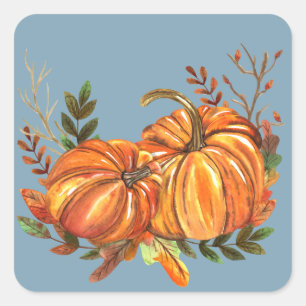 Adesivo Quadrado Colheita Cair Pumpkins Deixa Azul