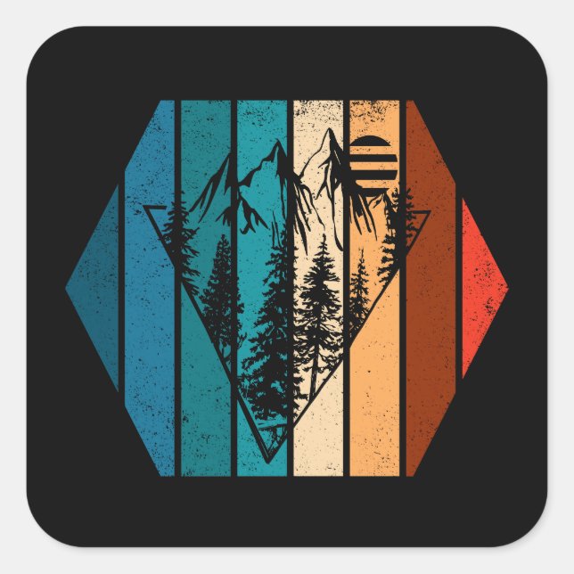 Adesivo Quadrado Colheita de pinheiros minimalista (Frente)