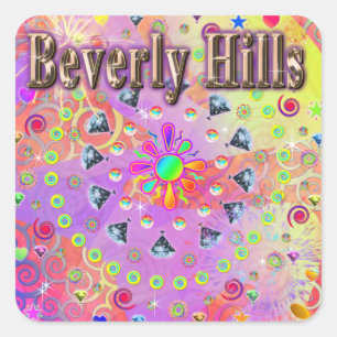 Adesivo Quadrado Colinas Beverly Lucky Ouro Sticker