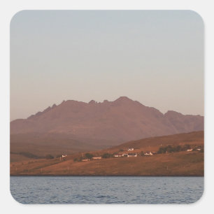 Adesivo Quadrado Colinas Cuillin Pôr do Sol Vermelho Skye Terras Al