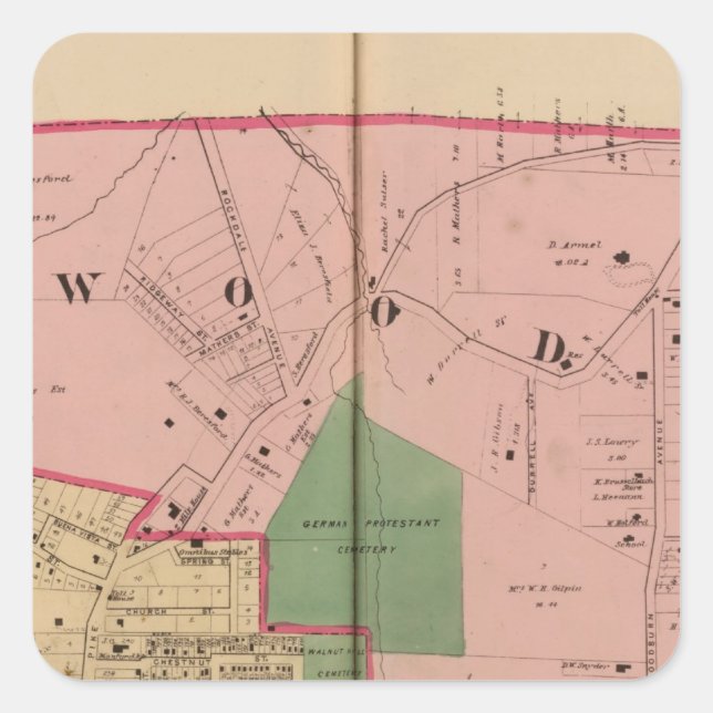 Adesivo Quadrado Colinas Walnut, Ohio (Frente)