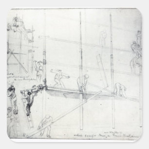 Adesivo Quadrado Colocando andaimes fora da casa de Craig