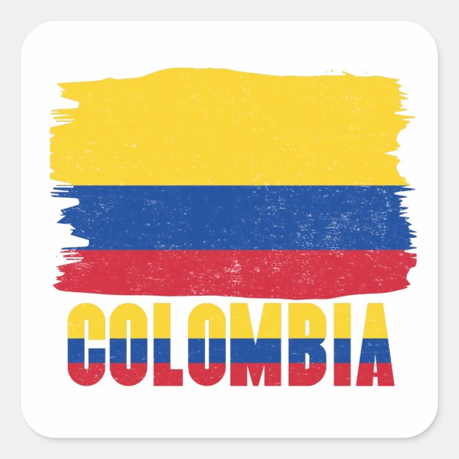 Adesivo Quadrado Colombia Flag Sticker (Frente)