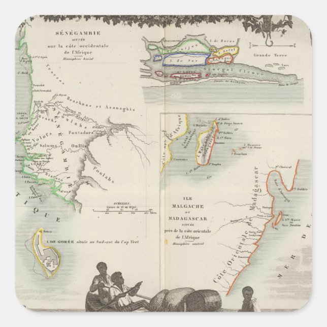 Adesivo Quadrado Colônias Francesas na África (Frente)