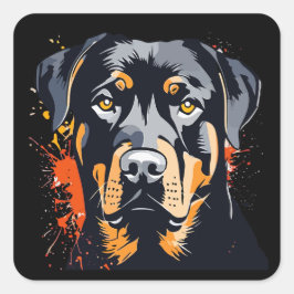 Adesivo Quadrado Color Rottweiler Dog Face