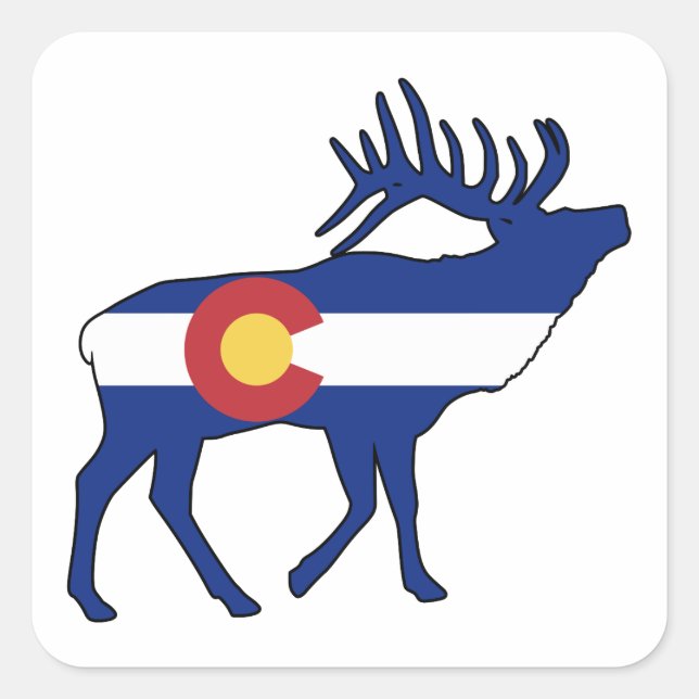 Adesivo Quadrado Colorado Flag Elk (Frente)