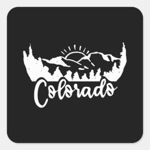 Adesivo Quadrado Colorado Tee - Retro Vintage Mountains Nature Hike