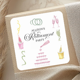 Adesivo Quadrado Colorful Drinks and Bottles Retirement Party