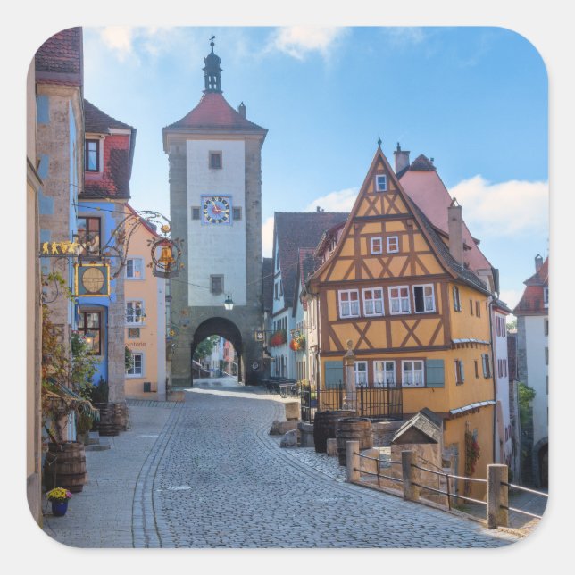 Adesivo Quadrado Colorful houses in Rothenburg, Germany (Frente)