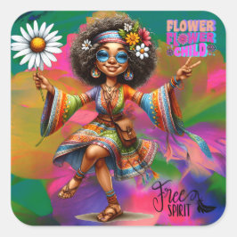 Adesivo Quadrado Colorful-Me Hippie Chic Flower Sticker
