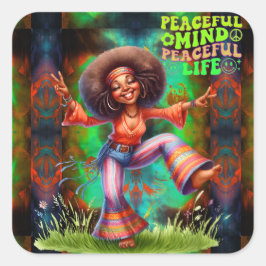 Adesivo Quadrado Colorful-Me Hippie Chic Peaceful Sticker