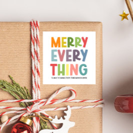 Adesivo Quadrado Colorful Merry Everything Inclusive Holiday custom