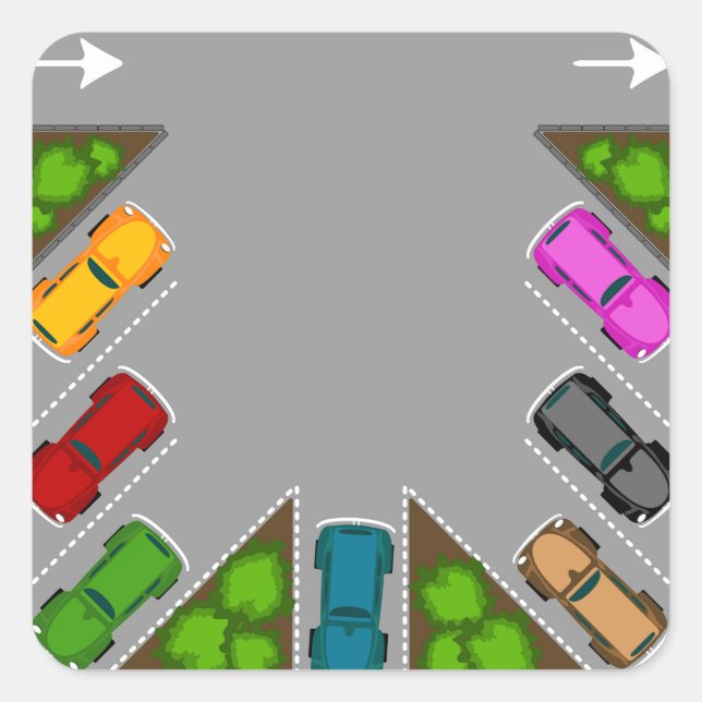 Adesivo Quadrado Colorful Parking Lot Overhead View Car Enthusiast (Frente)