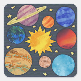 Adesivo Quadrado Colorful Solar System