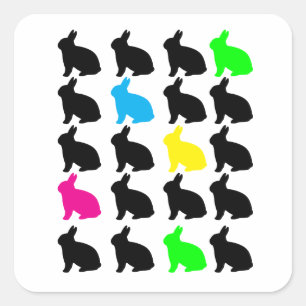 Adesivo Quadrado Colorida Bunnies Sticker
