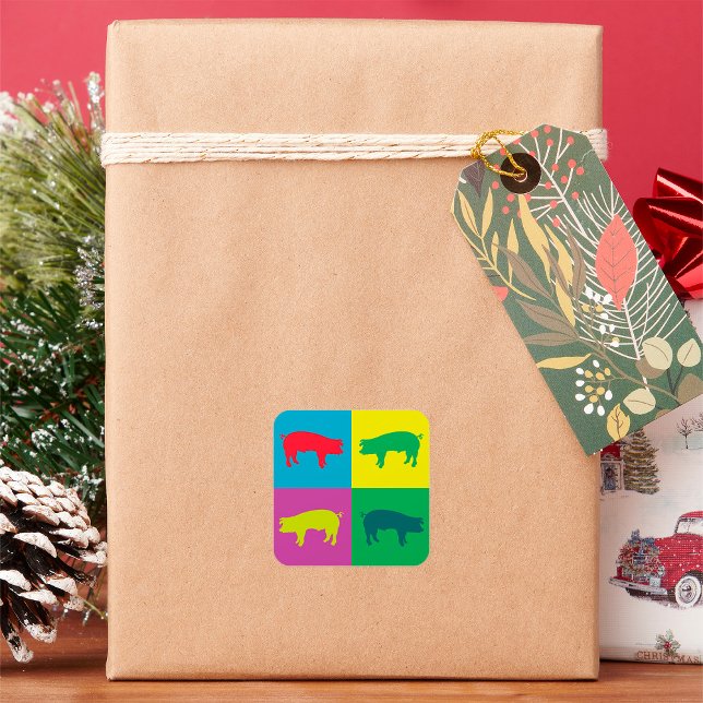 Adesivo Quadrado Colorida Pigs Square Sticker (Criador carregado)