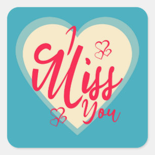 Adesivo Quadrado Colorida, sinto sua falta com corações decorativ