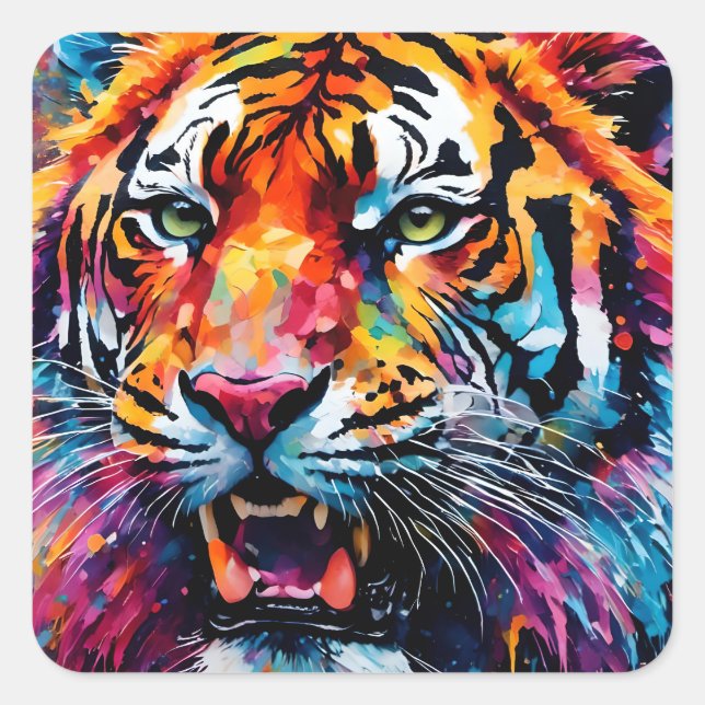 Adesivo Quadrado Colorida Tiger (Frente)