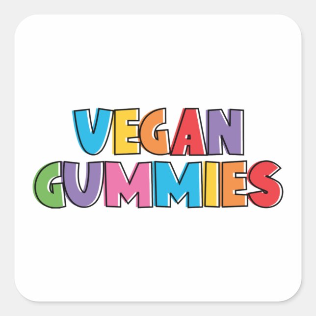 Adesivo Quadrado Colorida Vegan Gummies (Frente)