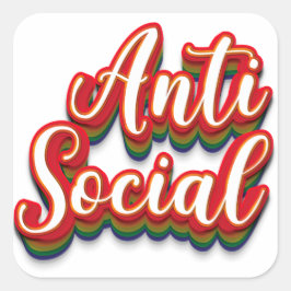 Adesivo Quadrado Colorido Anti-Social