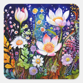 Adesivo Quadrado Colorido Flores