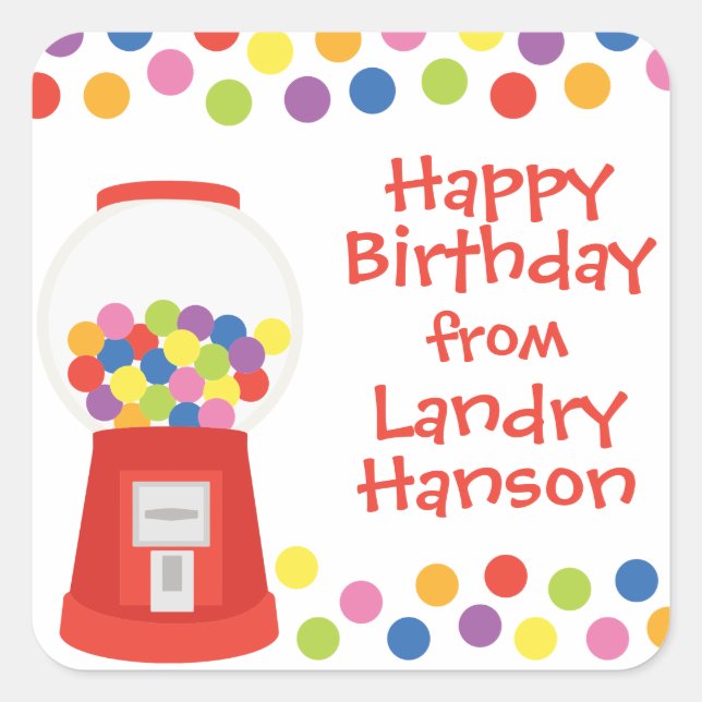 Adesivo Quadrado Coloridos Personalizados de Gumballs (Frente)