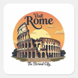 Adesivo Quadrado Colosseum Roma Viagens vintage
