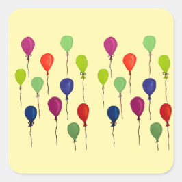 Adesivo Quadrado Colourful party balloons