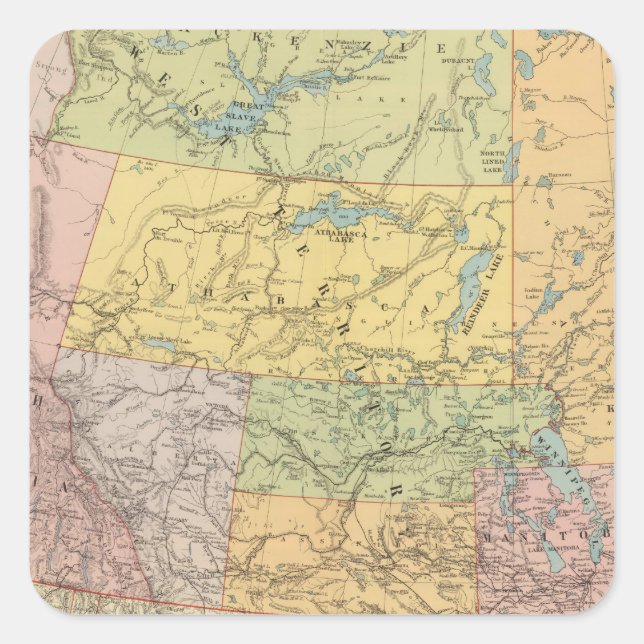 Adesivo Quadrado Colúmbia Britânica, Território do Noroeste (Frente)