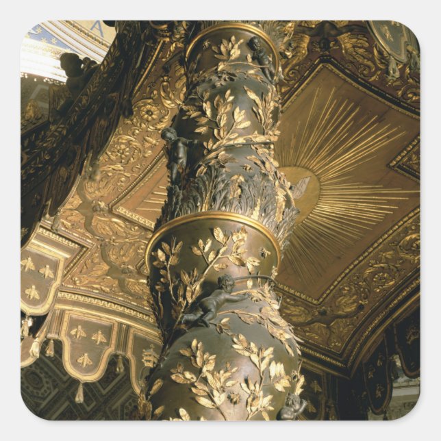 Adesivo Quadrado Coluna de açúcar de cevada do Baldacchino (Frente)